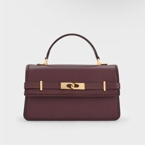 Charles & Keith Arlet Belted Top Handle Bag - Wineberry Red